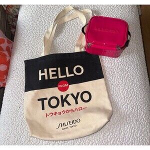 Huda beauty makeup pink case and tote bag